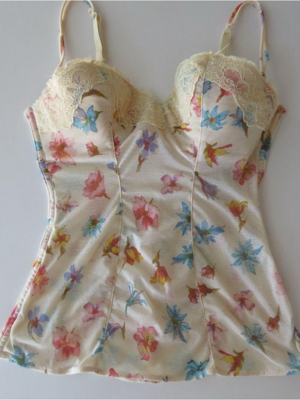 Vintage Italian Intimissimi Floral Mesh Bustier /Corset Cami early 2000s